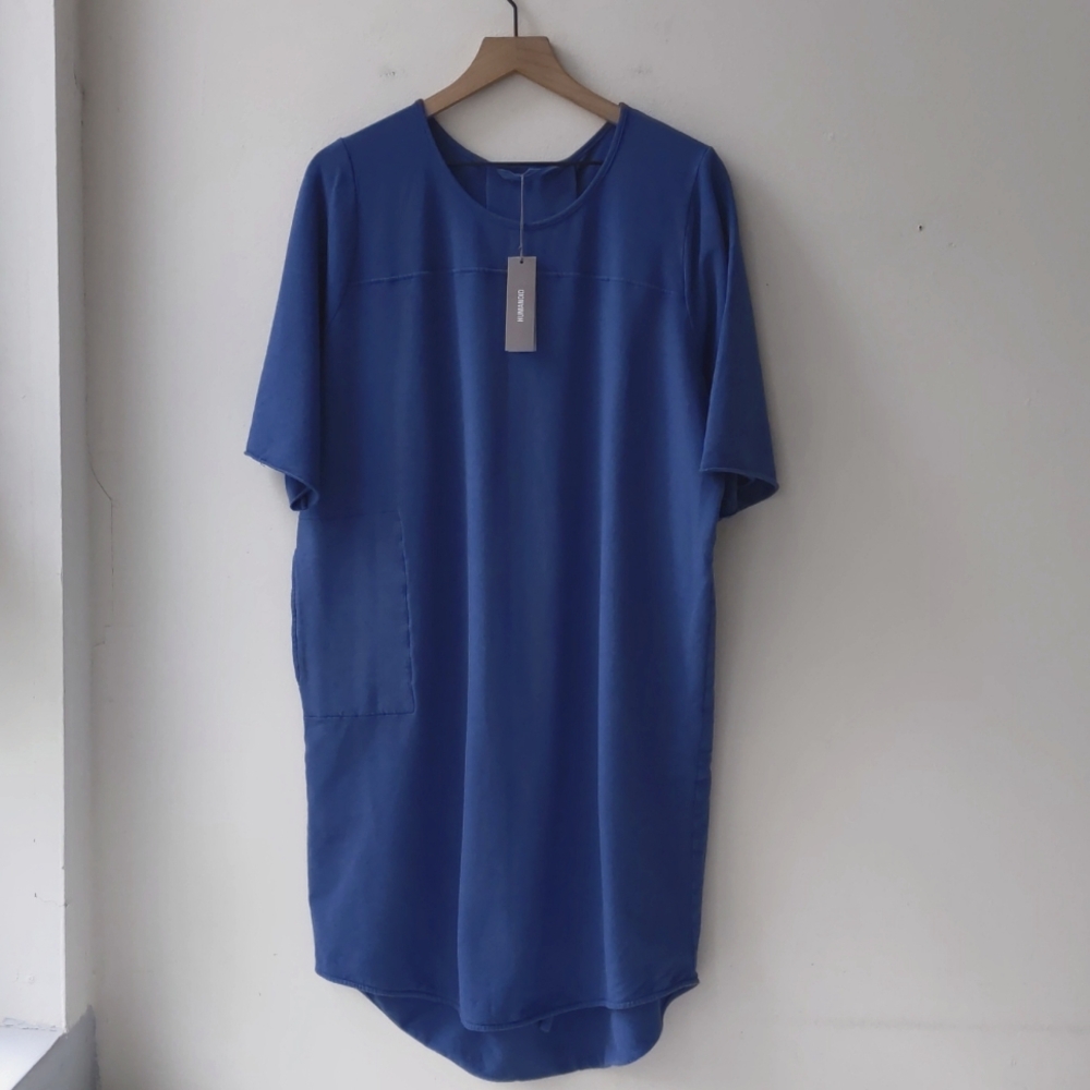 Humanoid Short Sleeve Cotton Linen Dress Blue L/XL NWT